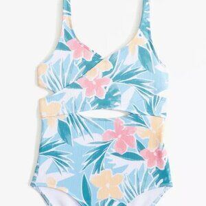 NWT Abercrombie Kids Floral Swimsuit One-Piece with Cutouts Size 13/14